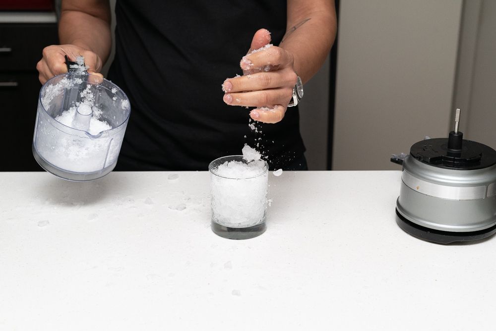 making crushed ice with a food processor